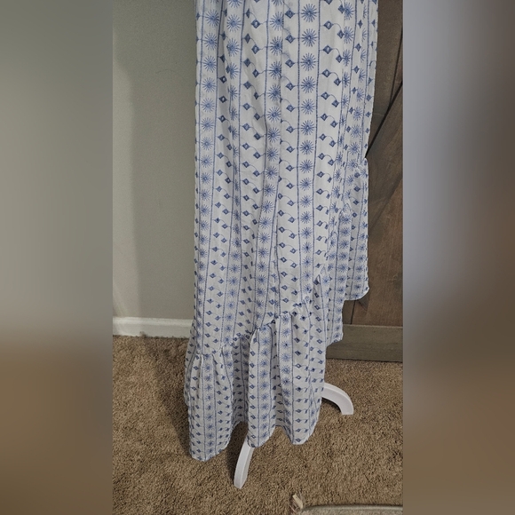 MI AMI Eyelet Lace Printed High Low Spaghetti Strap Sundress In Blue/white. MED - Picture 7 of 14